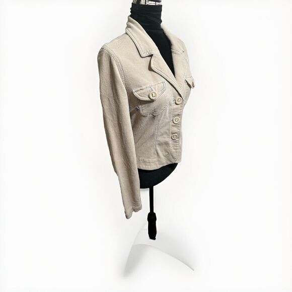 PLUGG Corduroy Jacket Fitted 3 Button Front Woman’s Size Medium office siren - Picture 4 of 11